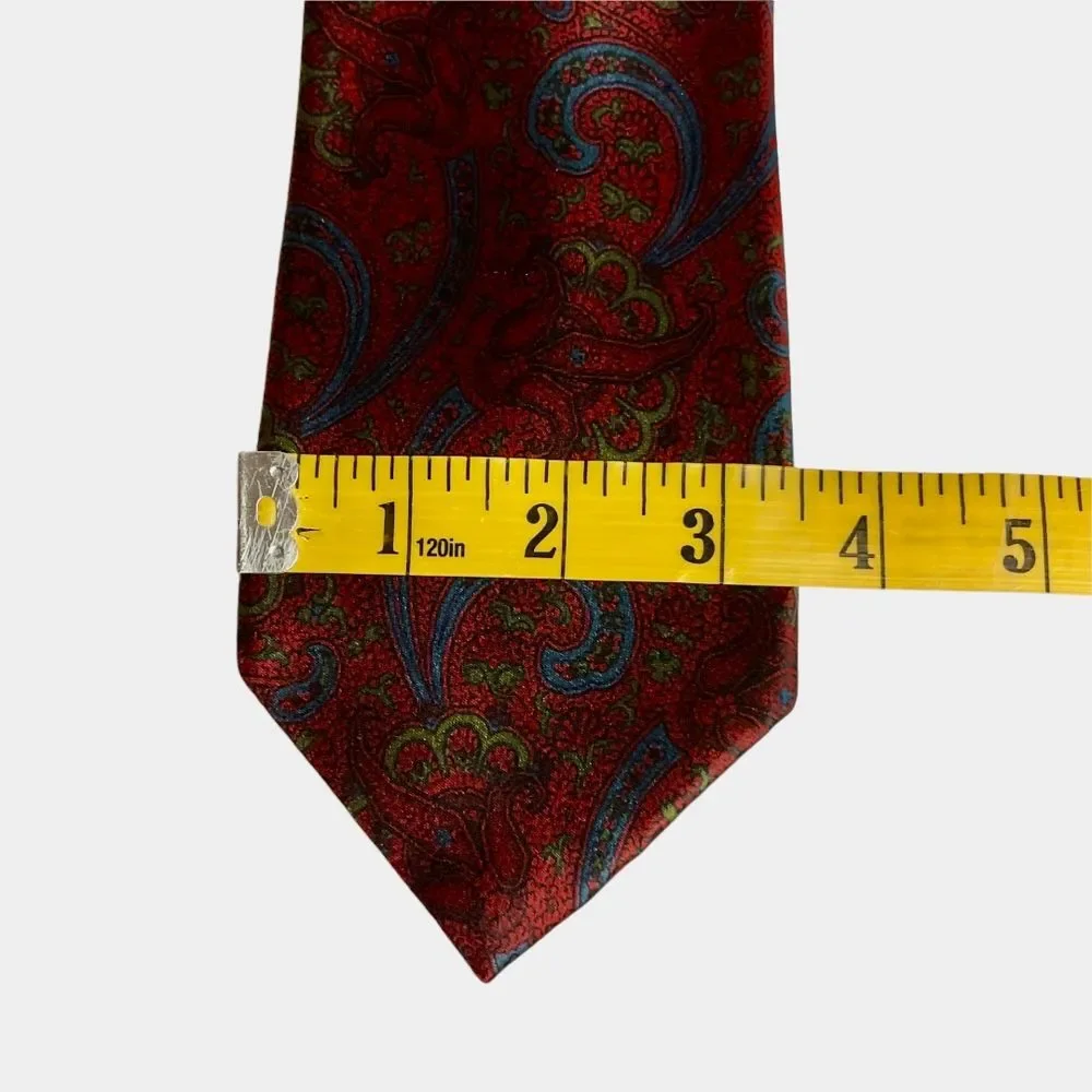 Oscar De La Renta Men's Red Paisley Silk Necktie Blue &‎ Green Classic Business
